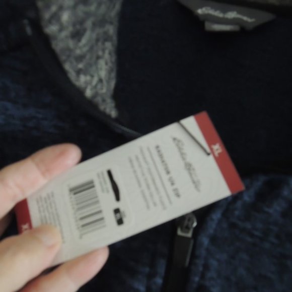 Mens Fleece Top Size XL Eddie Bauer Radiator 1/4 Zip Navy Heather Pullover NWT - Picture 9 of 9